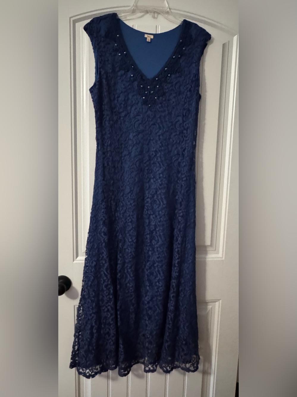 Reba Navy Lace A-Line Maxi Dress